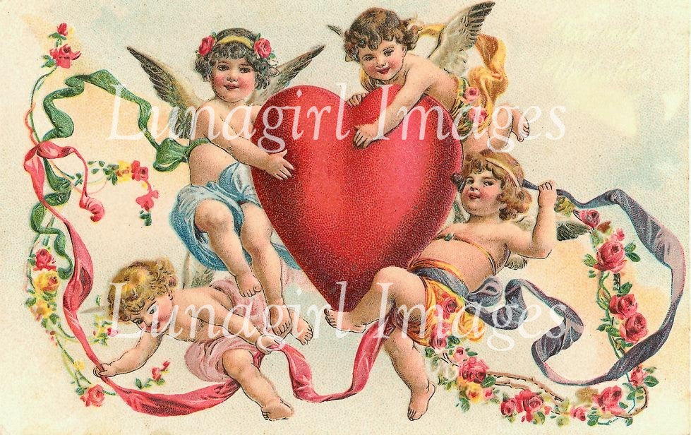 Vintage Cherubs Valentines Images Download Pack - Lunagirl