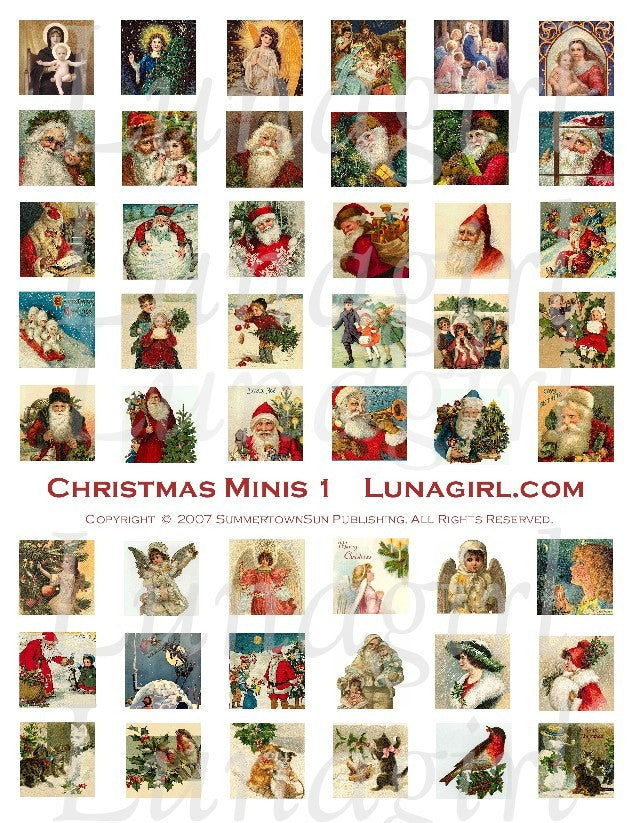 Christmas Minis 1 (1" Squares) Inchies Digital Collage Sheet - Lunagirl