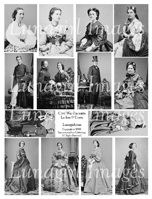 Civil War Ladies & Gents Digital Collage Sheet - Lunagirl