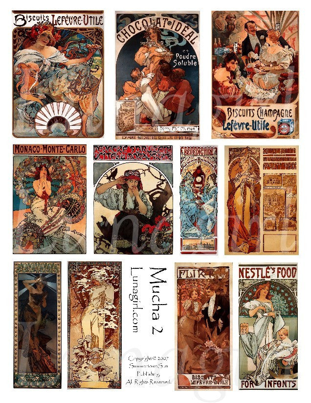 Mucha #2 Digital Collage Sheet - Lunagirl