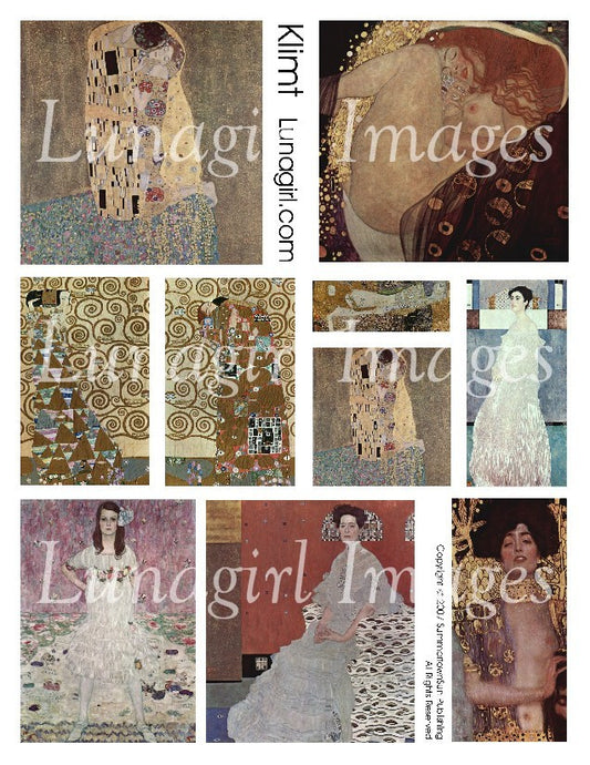 Klimt Digital Collage Sheet - Lunagirl