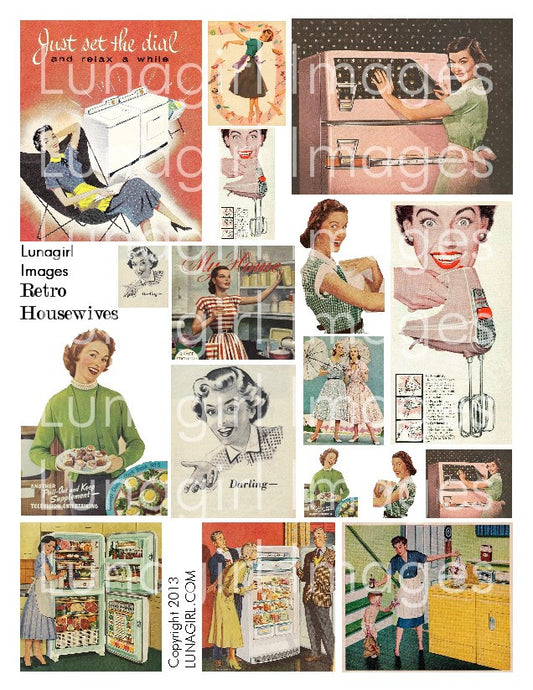 Retro Housewives Digital Collage Sheet - Lunagirl