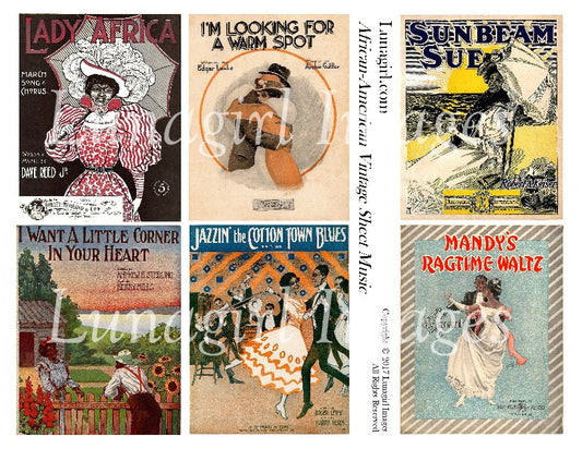 African American Vintage Sheet Music Digital Collage Sheet - Lunagirl
