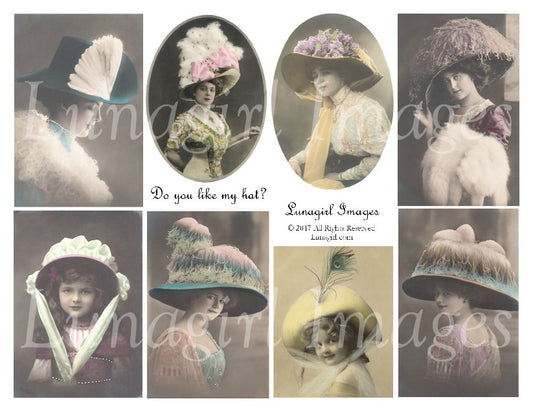 Do You Like My Hat? Digital Collage Sheet - Lunagirl