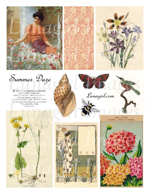 Summer Daze Digital Collage Sheet - Lunagirl