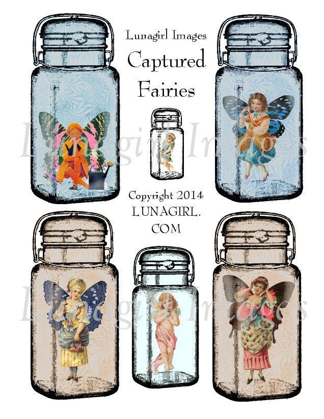 Captured Fairies Digital Collage Sheet - Lunagirl