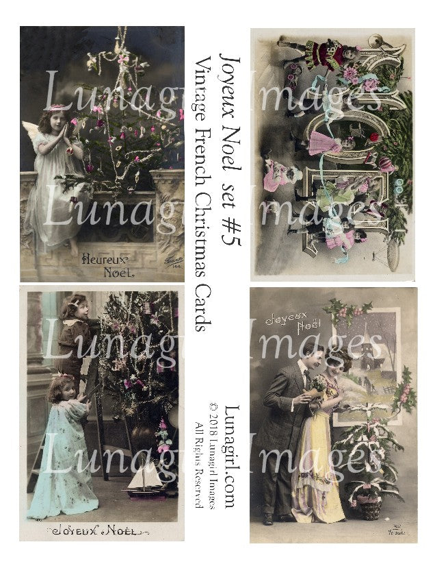 JOYEUX NOEL Set #5: Vintage French Christmas Cards - Lunagirl