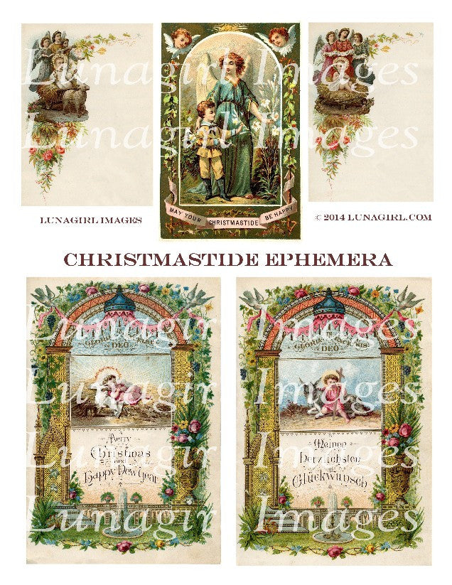 Christmastide Ephemera Digital Collage Sheet - Lunagirl