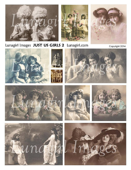 Just Us Girls #2 Digital Collage Sheet - Lunagirl