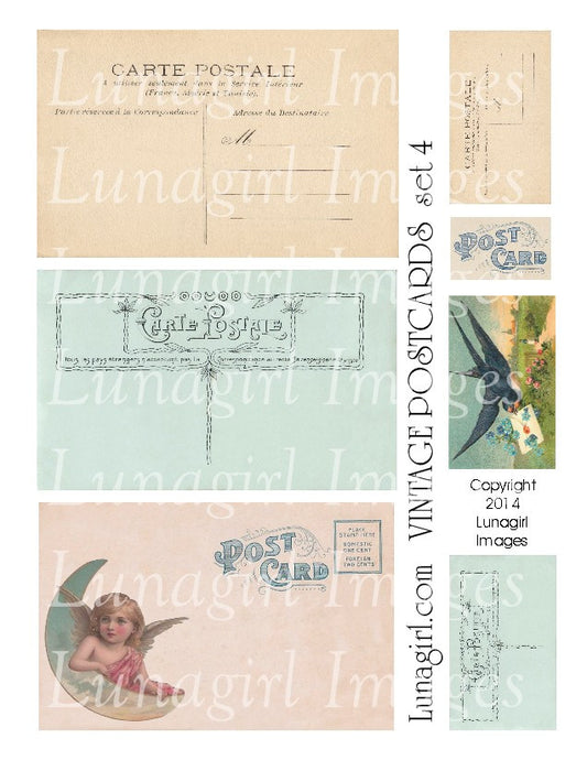Vintage Postcards Digital Collage Sheet #4 - Lunagirl