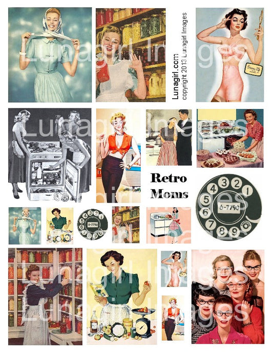 Retro Moms Digital Collage Sheet - Lunagirl