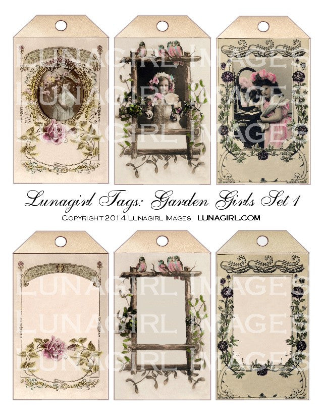 Tags: Garden Girls Set #1 Digital Collage Sheet - Lunagirl