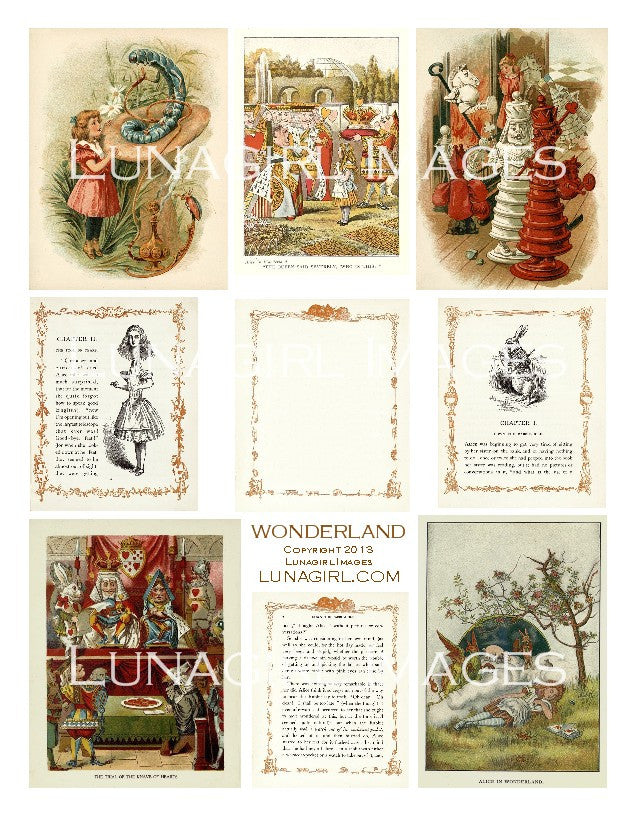 Alice in Wonderland Instant Download Vintage Printable Decoupage