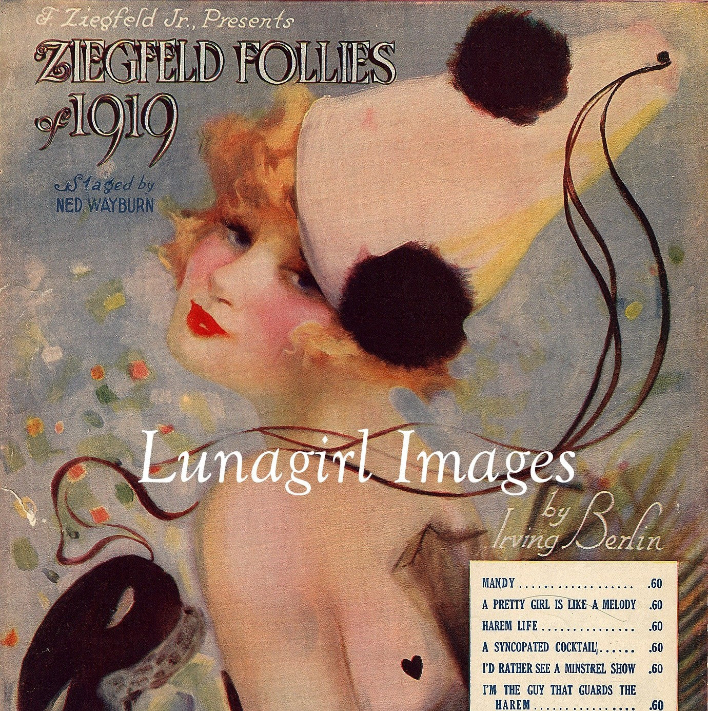Vintage images of antique sheet music covers and pages, great