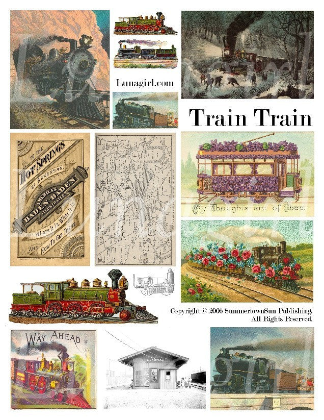 Train Digital Collage Sheet - Lunagirl