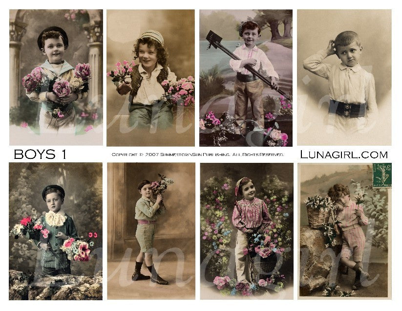 Victorian Boys Digital Collage Sheet - Lunagirl