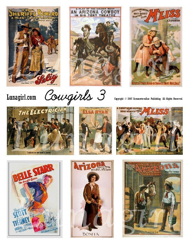 Cowgirls #3 Digital Collage Sheet - Lunagirl