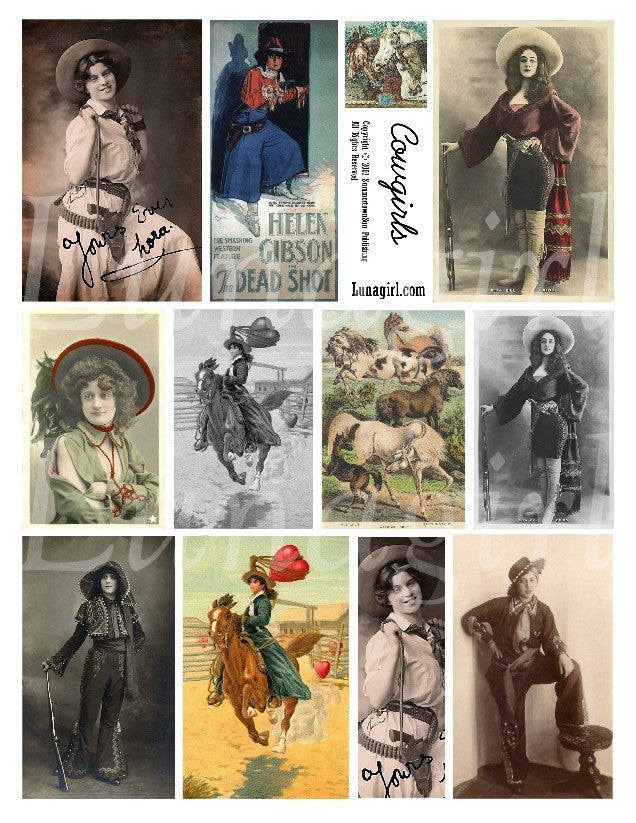 Cowgirls #1 Digital Collage Sheet - Lunagirl