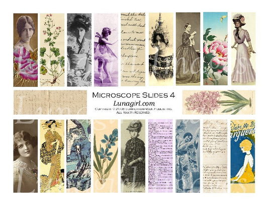 Microscope Slides #4 : 1x3" Pendants Digital Collage Sheet - Lunagirl