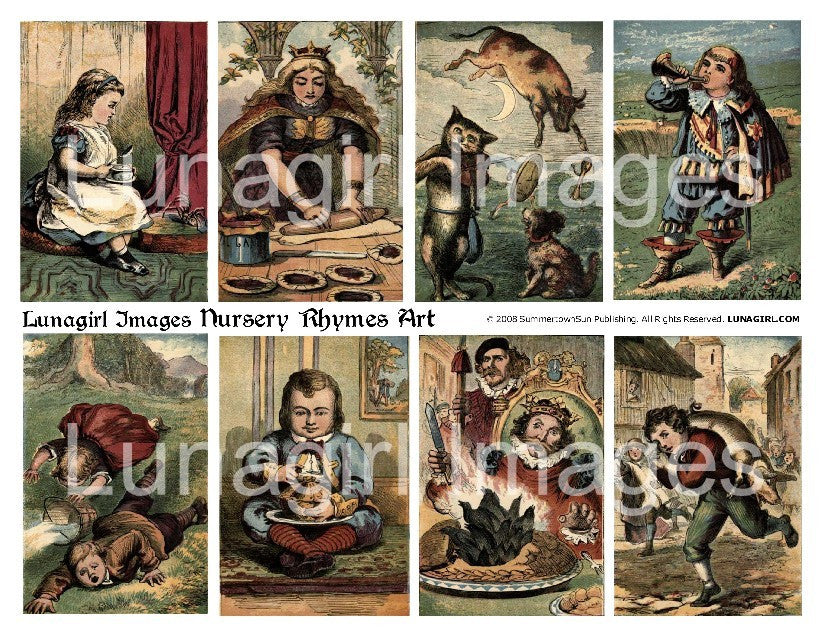 Nursery Rhymes Art Digital Collage Sheet - Lunagirl