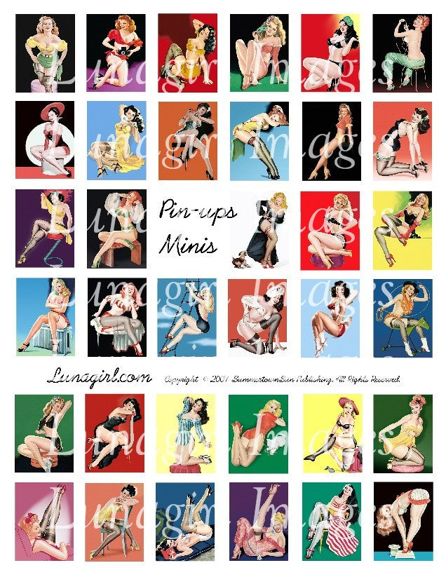 Pin Ups #2 Minis Digital Collage Sheet - Lunagirl
