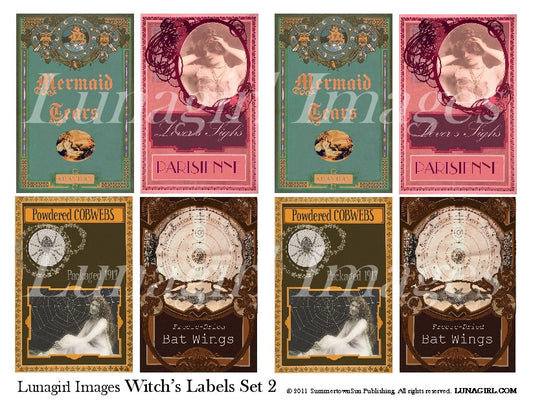 Witch Labels #2 Digital Collage Sheet - Lunagirl
