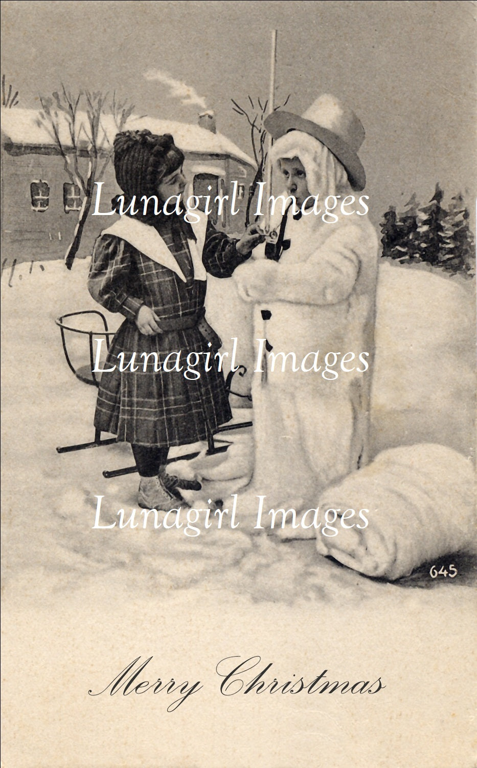 65 Christmas Children Vintage Photo Postcards Download Pack