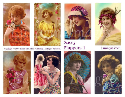 Sassy Flappers #1 Digital Collage Sheet - Lunagirl