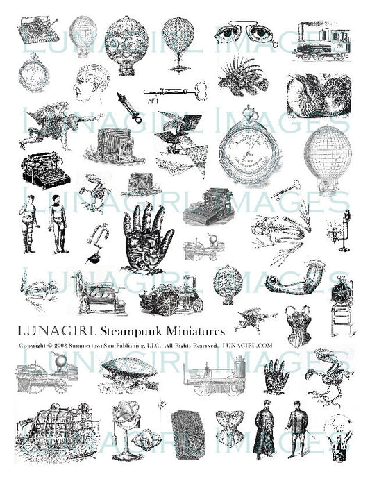 Steampunk #1 Miniatures Digital Collage Sheet - Lunagirl