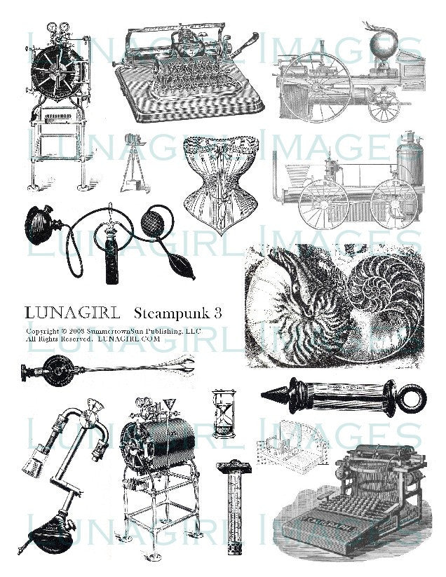 Steampunk #3 Digital Collage Sheet - Lunagirl