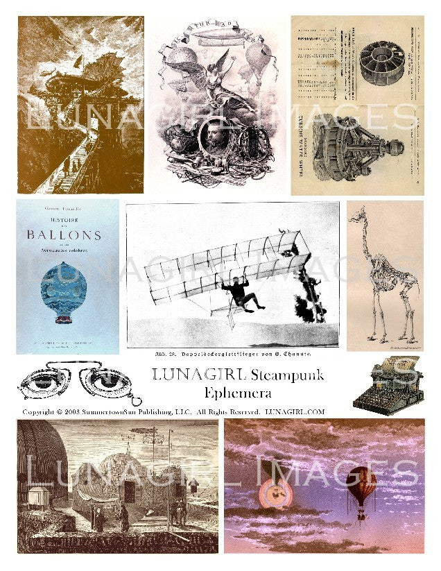 Steampunk Ephemera Digital Collage Sheet - Lunagirl