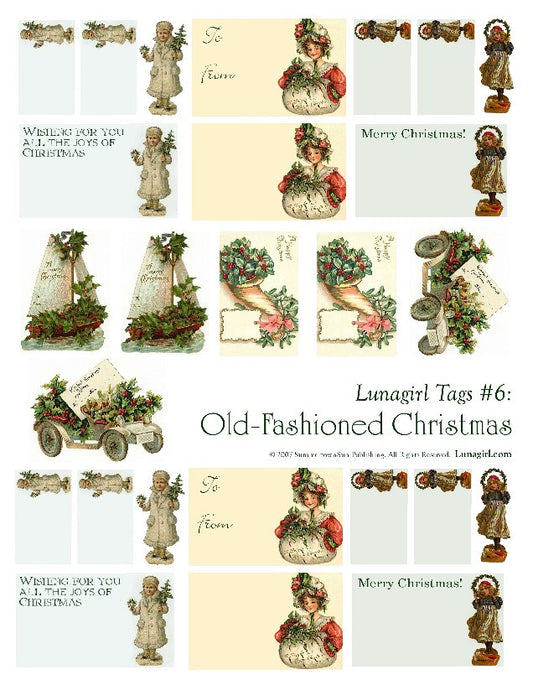 Tags: Old Fashioned Christmas Digital Collage Sheet - Lunagirl