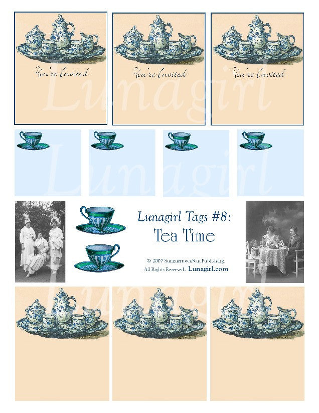 Tags: Tea Time Digital Collage Sheet - Lunagirl