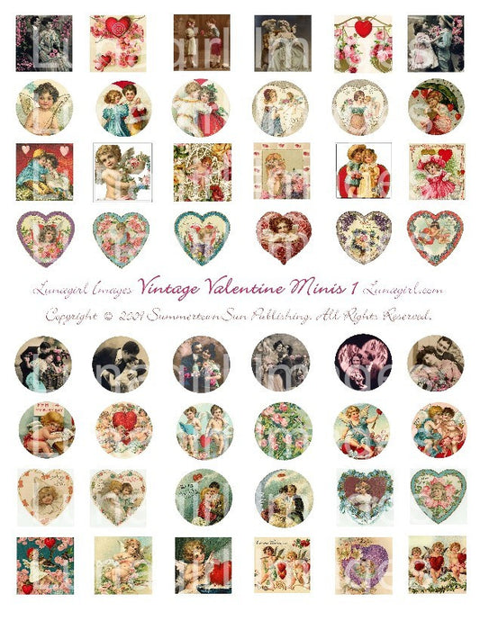 Valentine Inchies & Minis #1 Digital Collage Sheet - Lunagirl