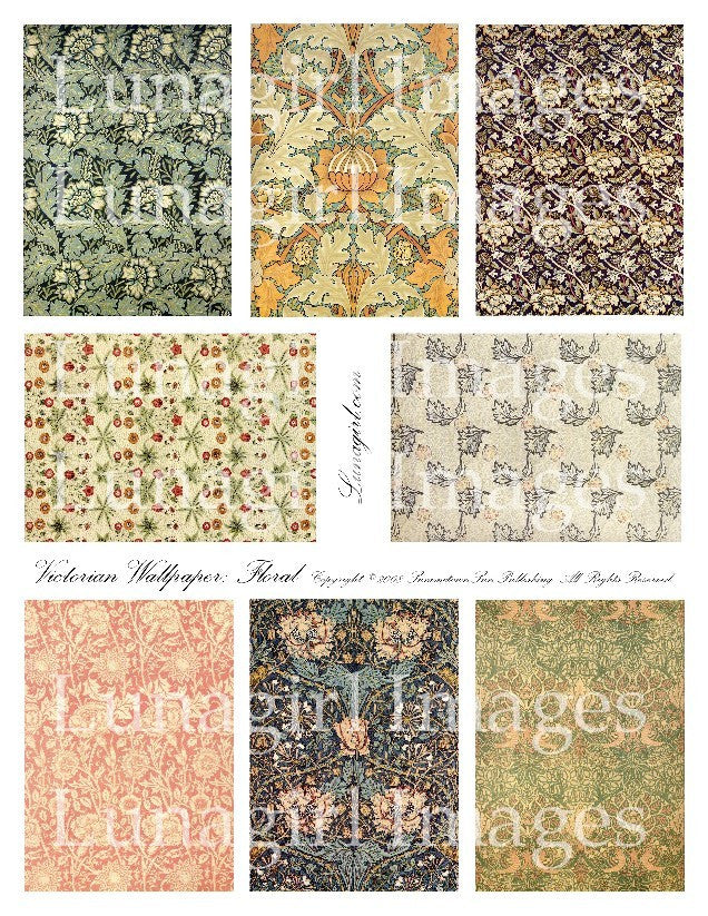 Victorian Wallpaper: Floral Digital Collage Sheet - Lunagirl