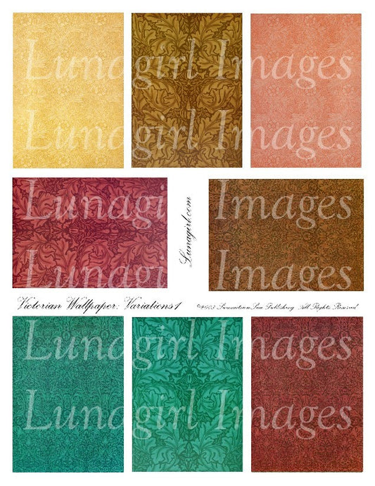 Victorian Wallpaper Variations #1 Digital Collage Sheet - Lunagirl