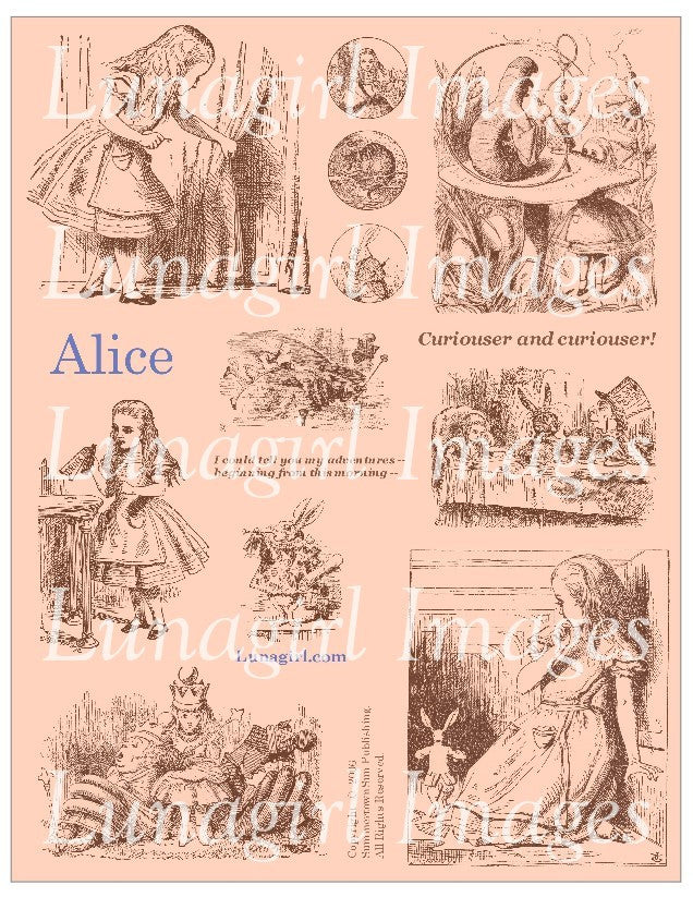 Alice Digital Collage Sheet (Apricot) - Lunagirl