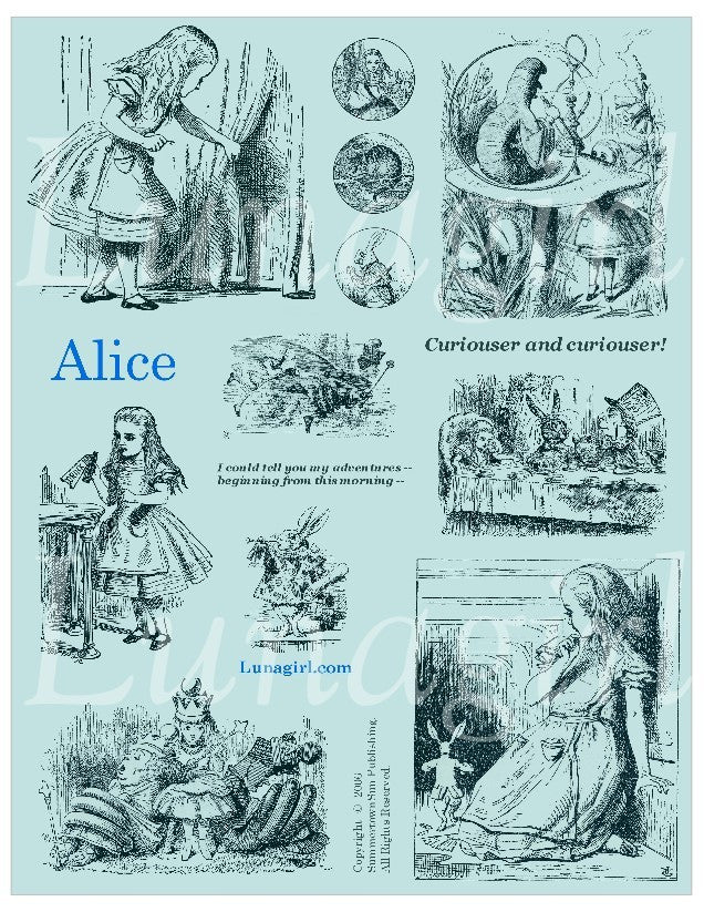 Alice Digital Collage Sheet (Aqua) - Lunagirl