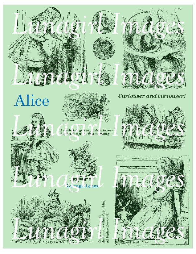 Alice Digital Collage Sheet (Green) - Lunagirl