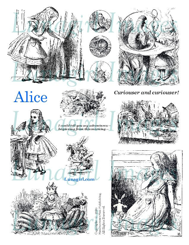 Alice Digital Collage Sheet (White) - Lunagirl