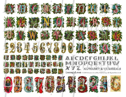 Alphabet & Numerals Digital Collage Sheet - Lunagirl