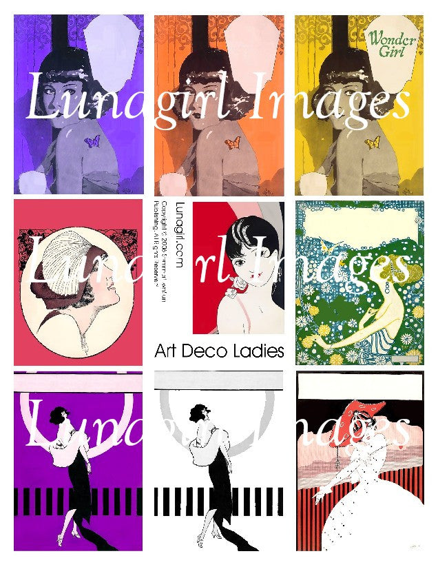 Art Deco Ladies Flappers Digital Collage Sheet - Lunagirl