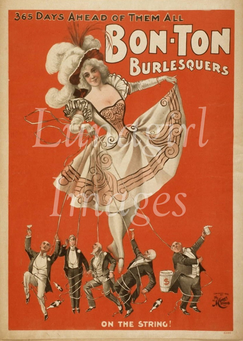 Digital Download Printable Art Burlesque Dancers Can-can Showgirls