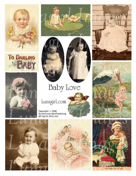 Baby Love Digital Collage Sheet - Lunagirl