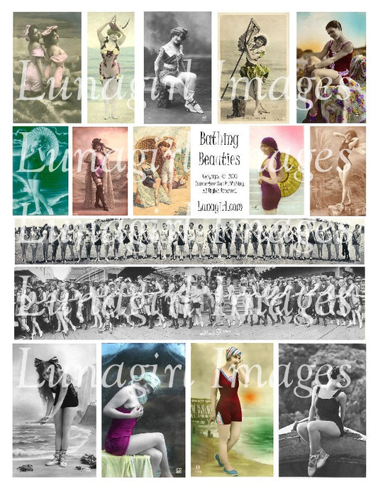 Bathing Beauties #1 Digital Collage Sheet - Lunagirl