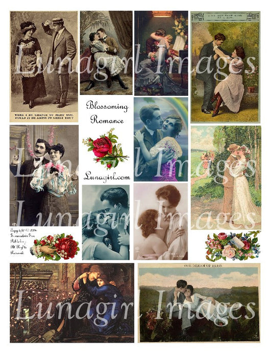 Blossoming Romance Digital Collage Sheet - Lunagirl
