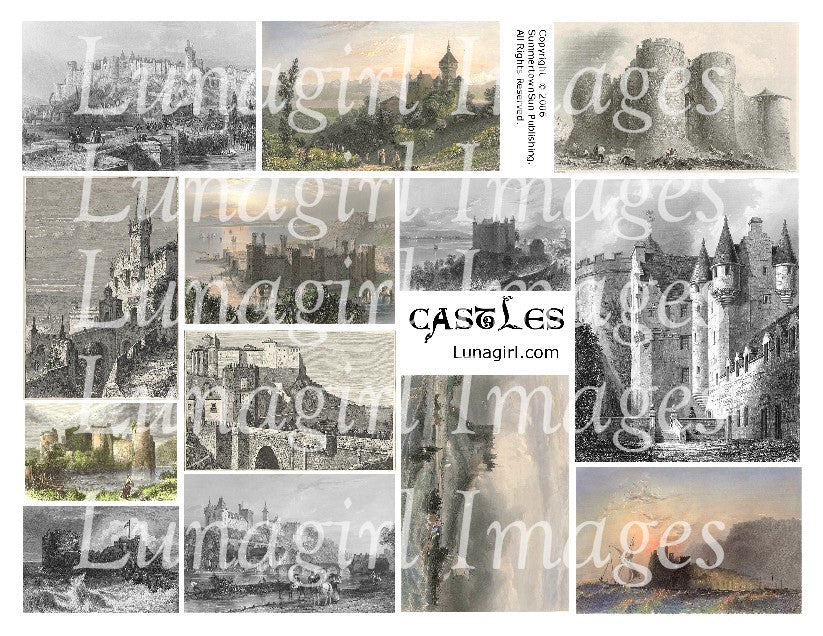 Castles Digital Collage Sheet - Lunagirl