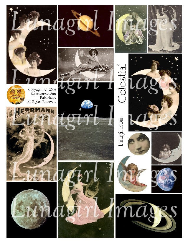 Celestial #1 Digital Collage Sheet - Lunagirl