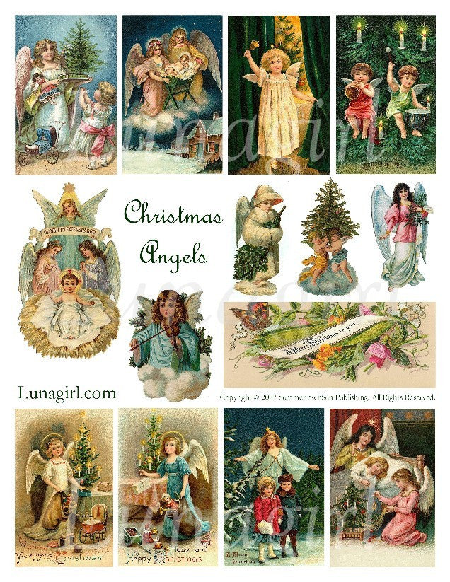 Christmas Angels Digital Collage Sheet - Lunagirl