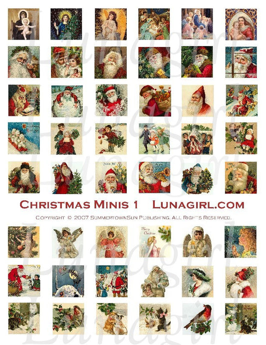 Christmas Minis 1 (1" Squares) Inchies Digital Collage Sheet - Lunagirl